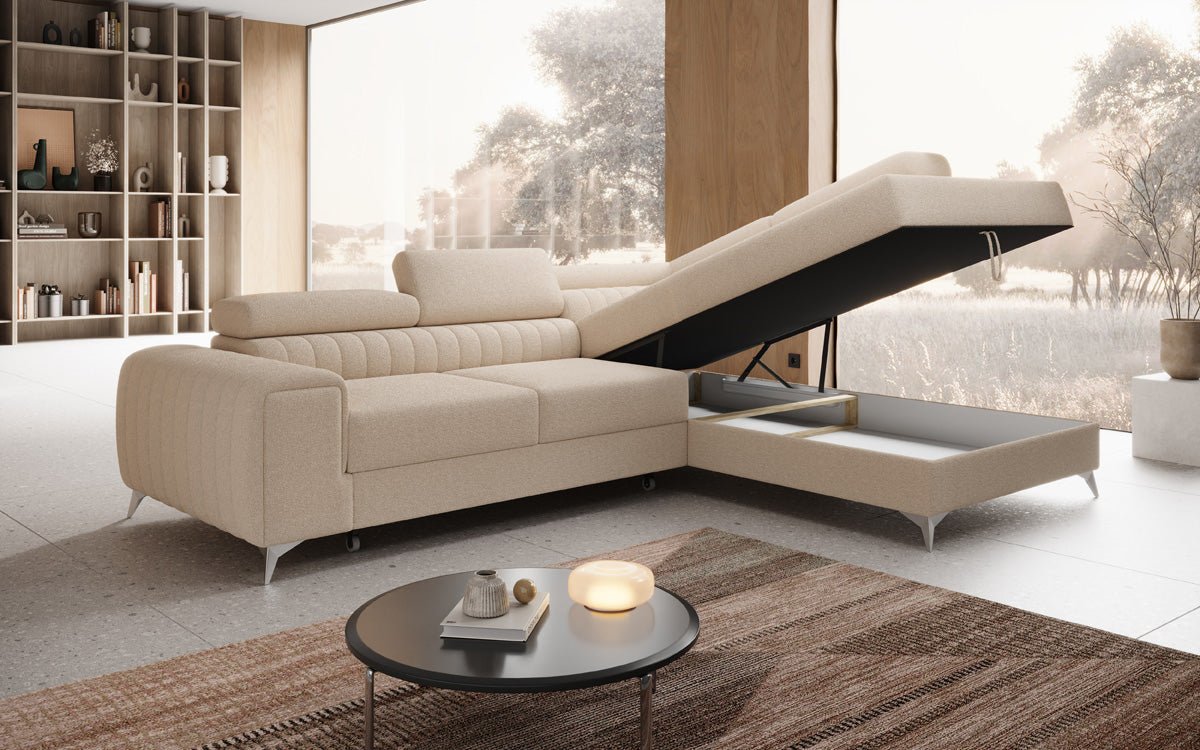 Designer Sofa Aurea L med sove- og klapfunktion i Bouclé