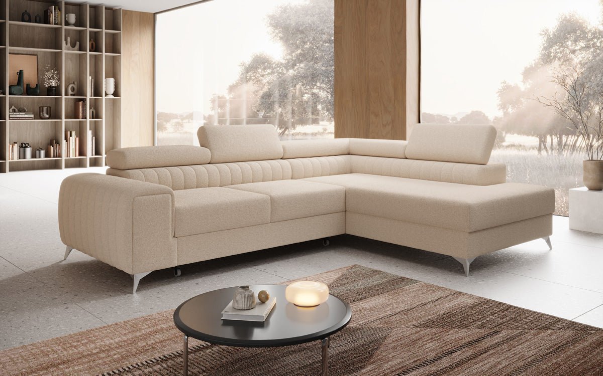 Designer Sofa Aurea L med sove- og klapfunktion i Bouclé