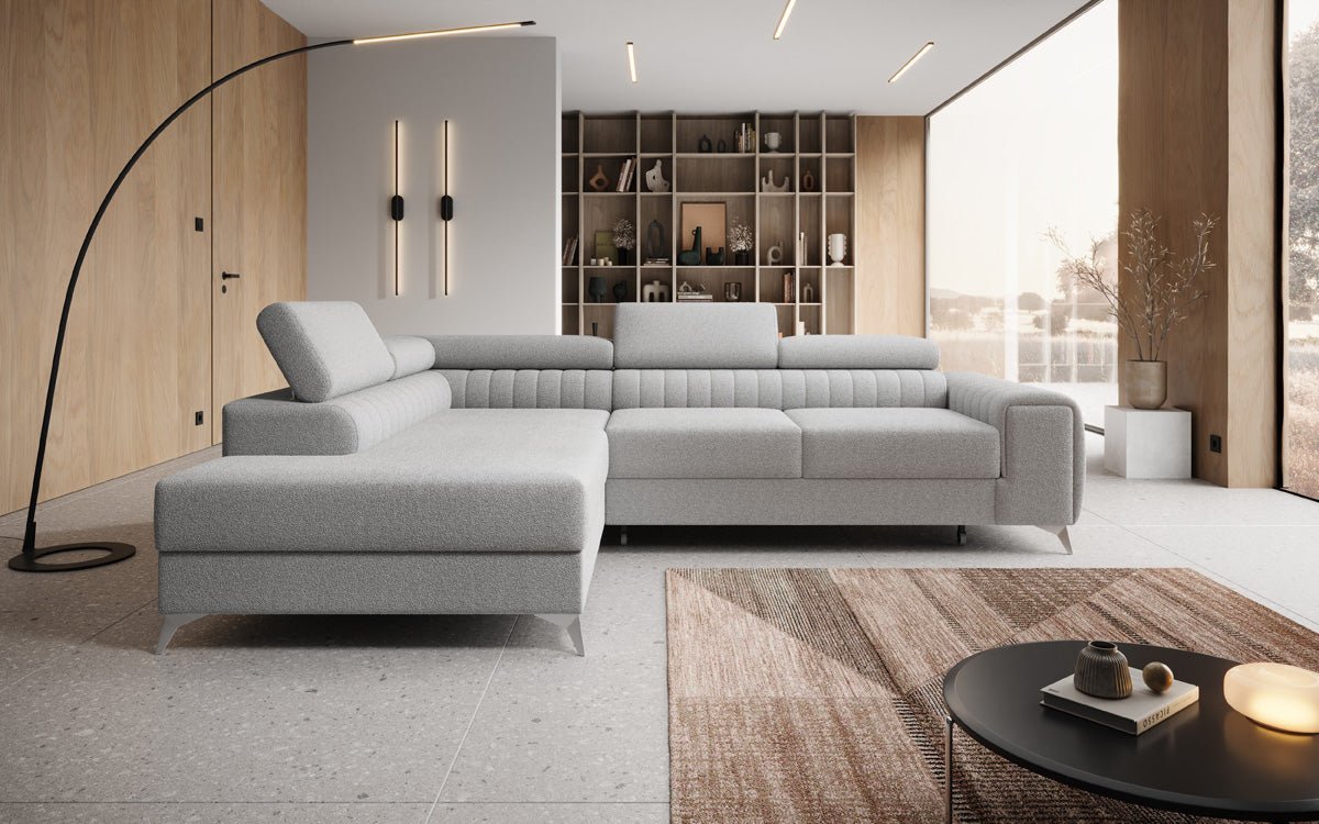 Designer Sofa Aurea L med sove- og klapfunktion i Bouclé