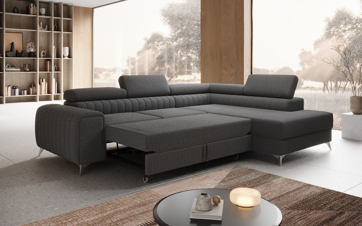 Designer Sofa Aurea L med sove- og klapfunktion i Bouclé