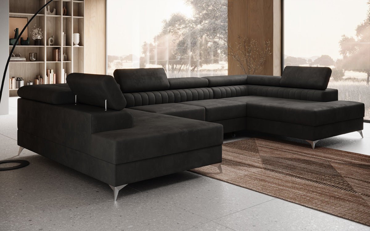 Designer Sofa Aurea U med sove- og klapfunktion i Velour
