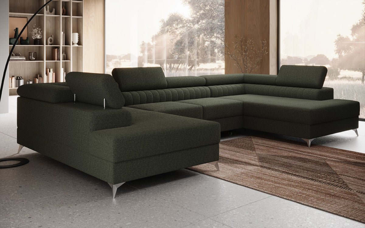 Designer Sofa Aurea U med sove- og klapfunktion i Bouclé