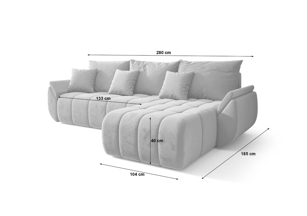 Designer Sofa Lenoa med sove- og klapfunktion i Velour