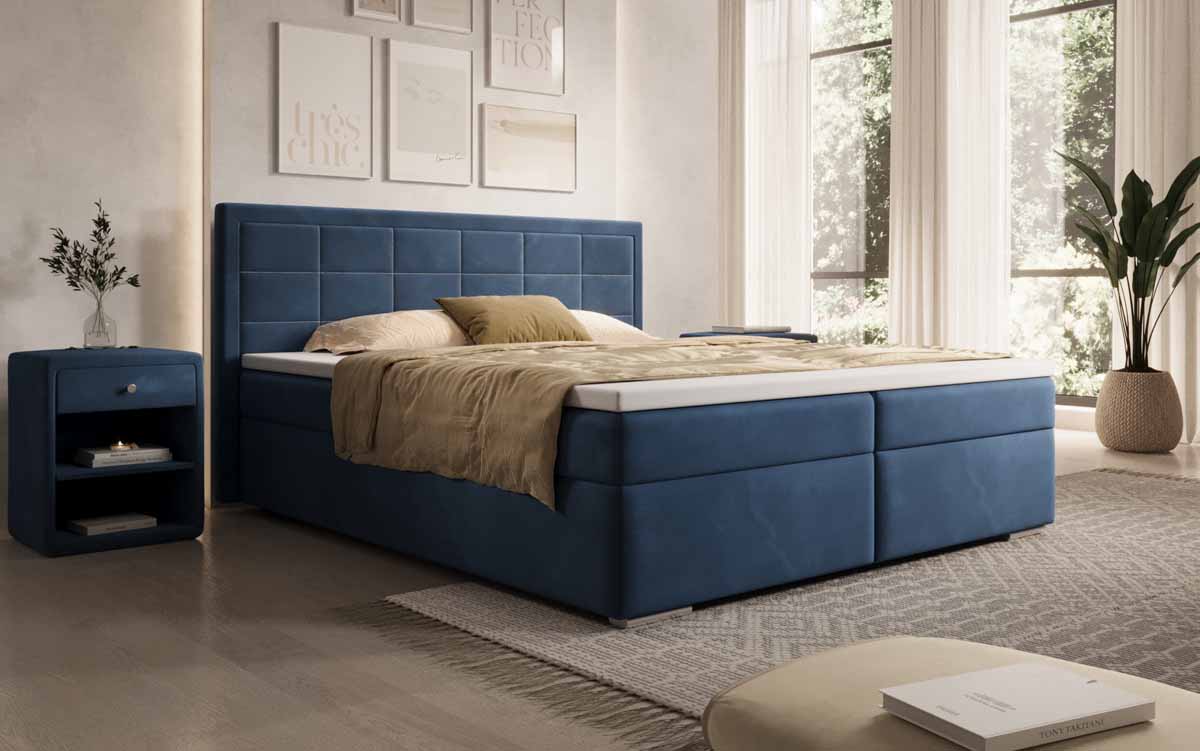 Boxspringbett Athina Samt mit Stauraum - Luxusbetten24