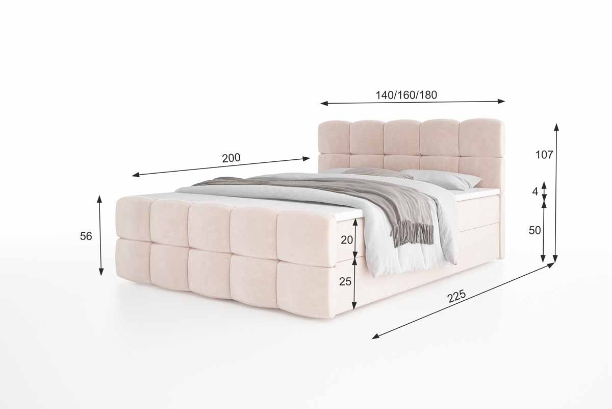 Boxspringbett Cozy Bouclé mit Stauraum - Luxusbetten24