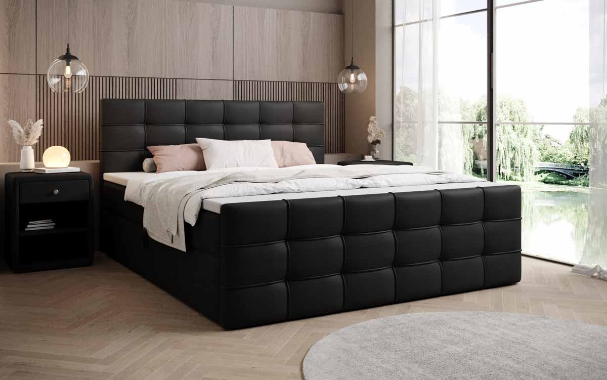 Boxspringbett Luxor Kunstleder mit Stauraum - Luxusbetten24