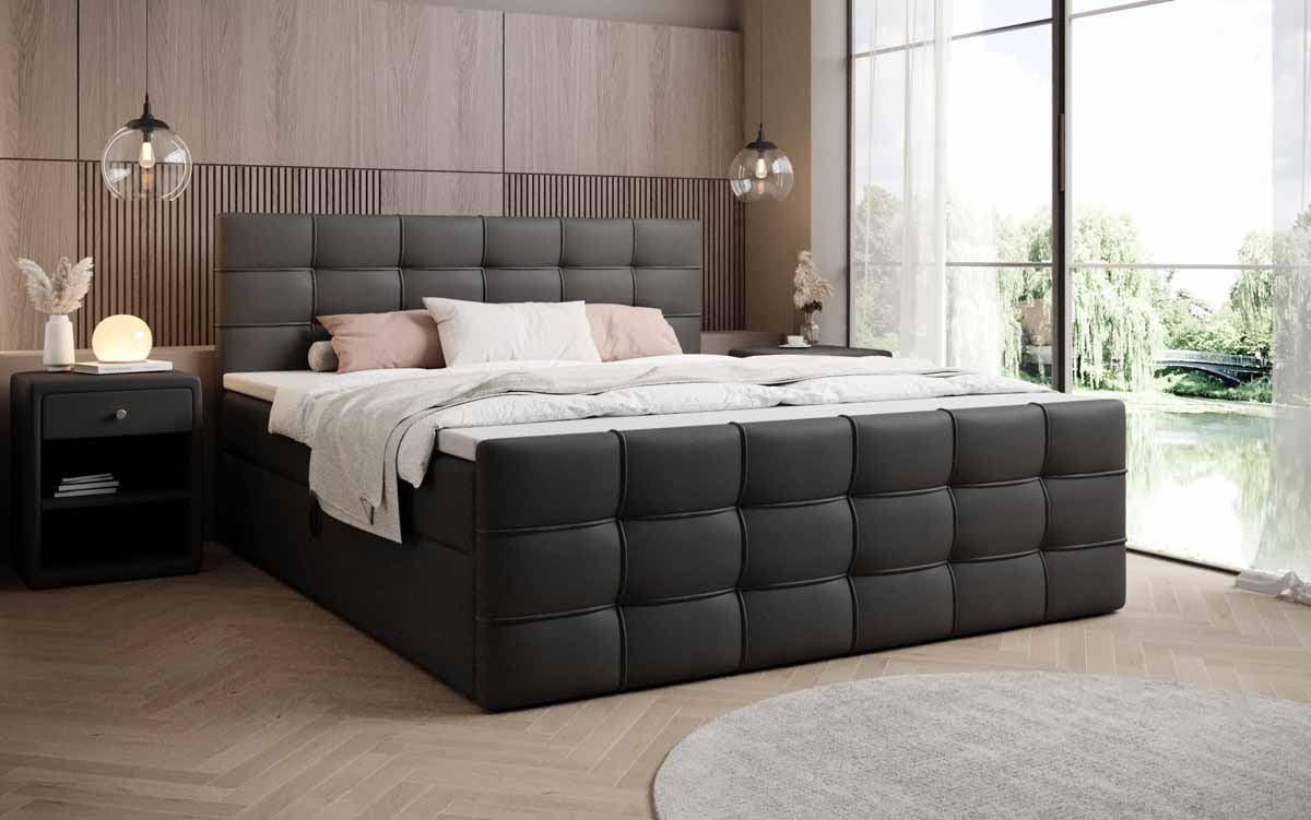 Boxspringbett Luxor Kunstleder mit Stauraum - Luxusbetten24