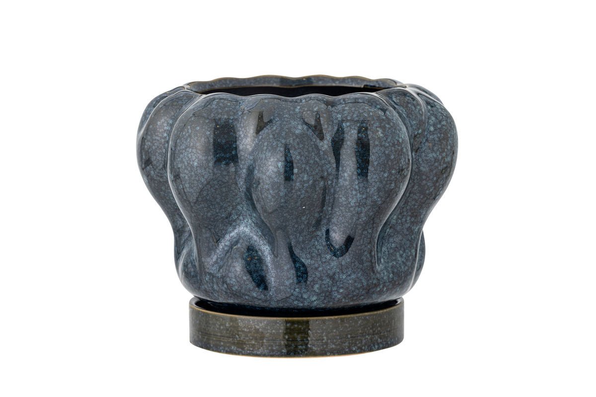 Blomsterpotte „Aurelia“ med underskål – Stentøj med blank glasur