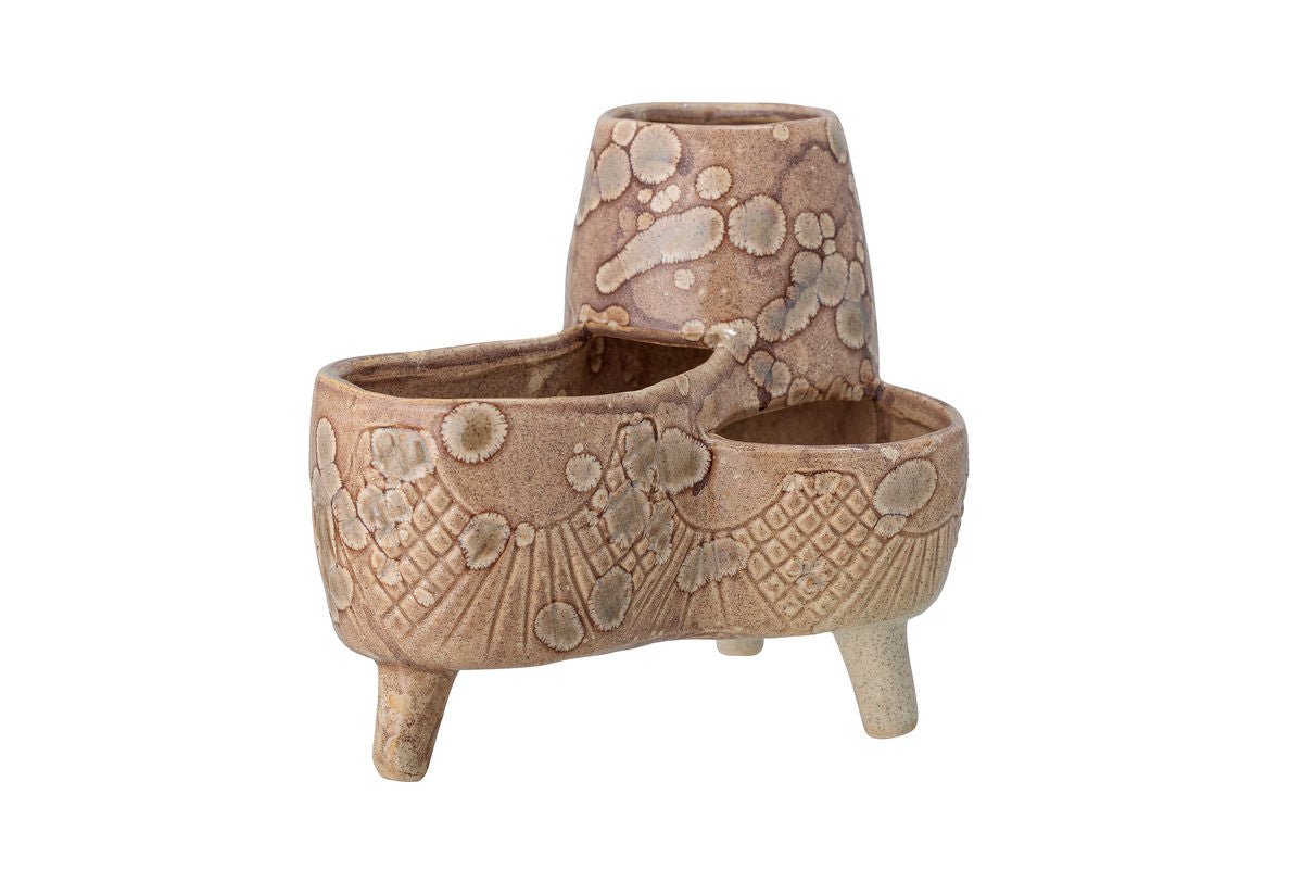 Blomsterpotte Elsin – Trebenet stentøjsdesign i naturfarve