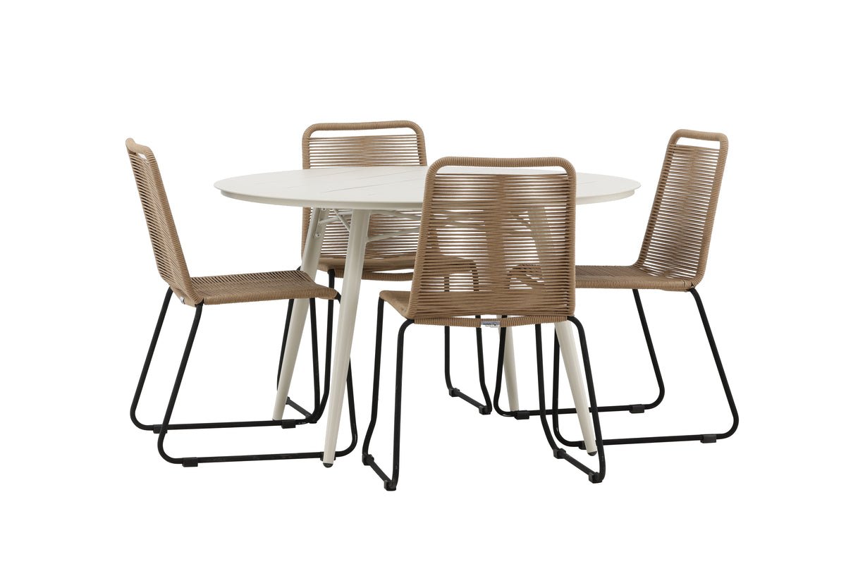 Havemøbelsæt Fina – 5-dele havemøbelsæt med rundt bord