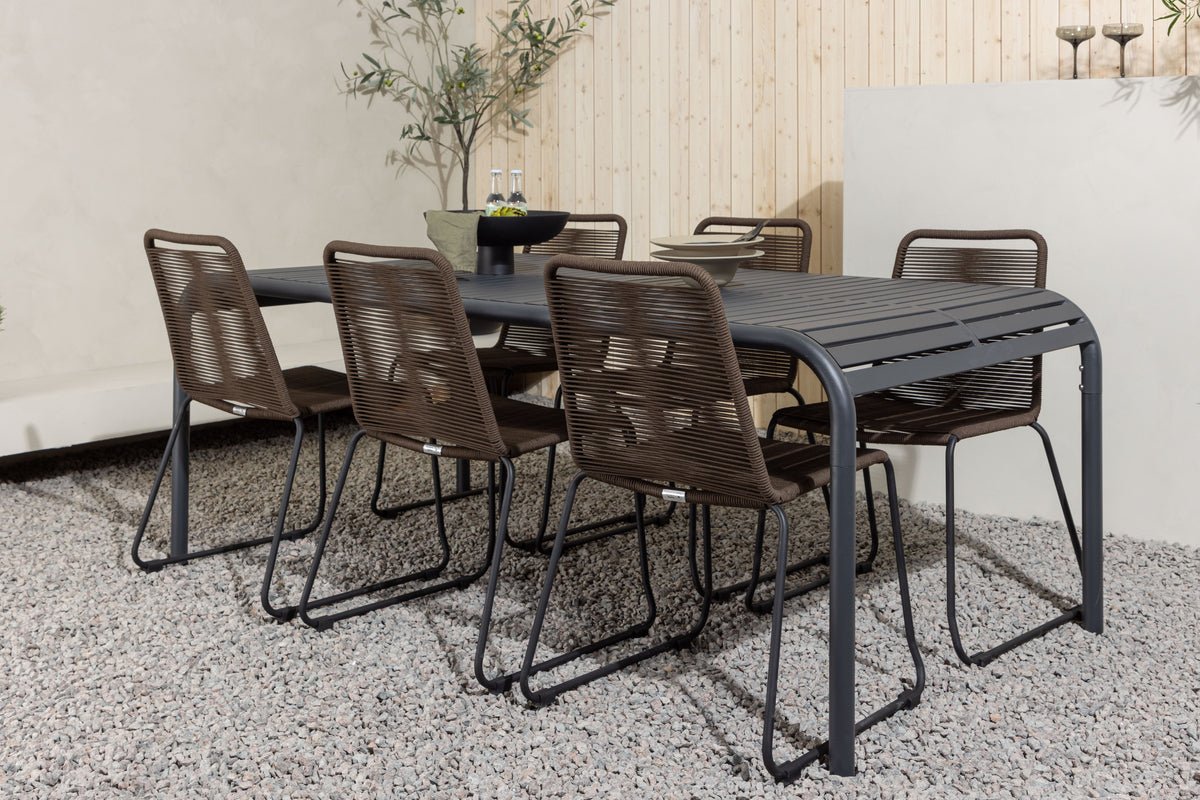 Garten spisegruppe Savannah – 7-delt havemøbelsæt med brune stole