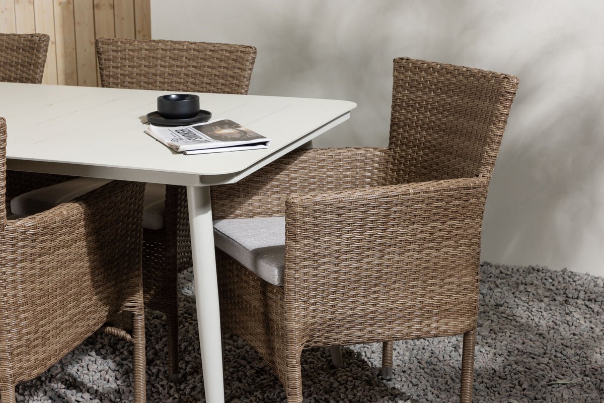 Havemøbelsæt Brooks – 7-dele havemøbelsæt i Brun/Hvid