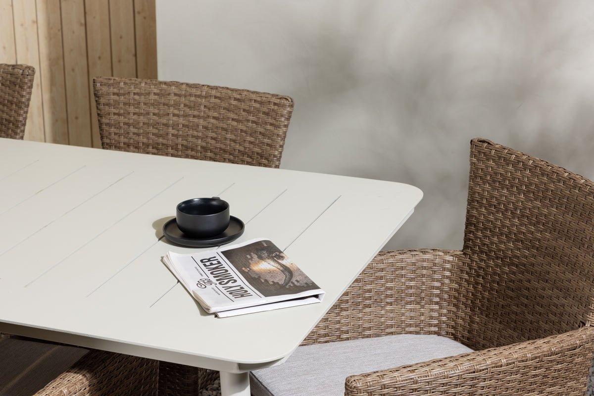 Havemøbelsæt Brooks – 7-dele havemøbelsæt i Brun/Hvid