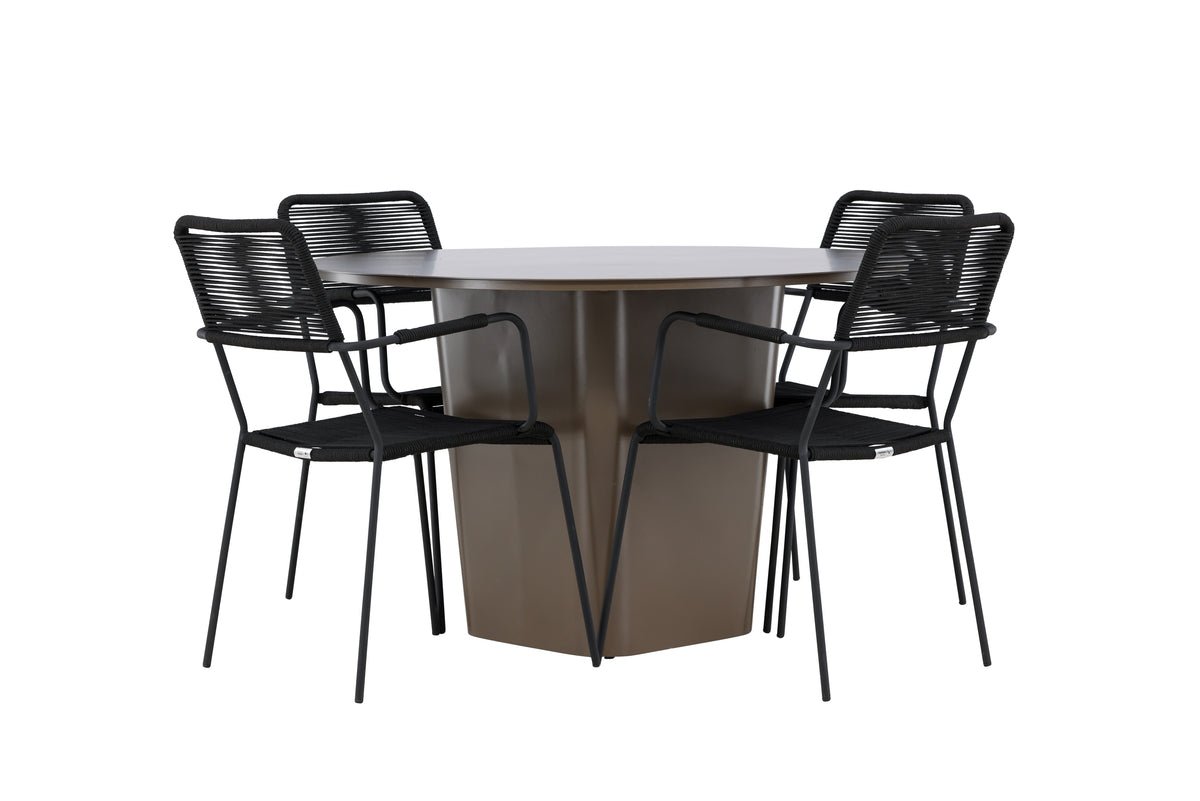 Garten spisegruppe Francesco – 5-delt havemøbelsæt med rundt bord i aluminium