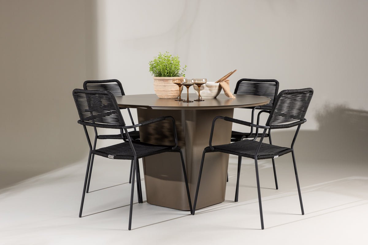 Garten spisegruppe Francesco – 5-delt havemøbelsæt med rundt bord i aluminium