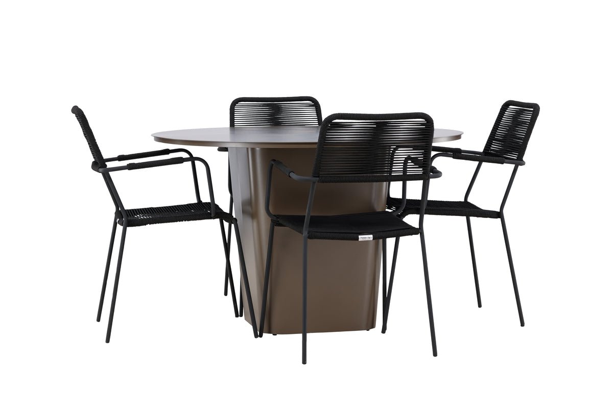Garten spisegruppe Francesco – 5-delt havemøbelsæt med rundt bord i aluminium