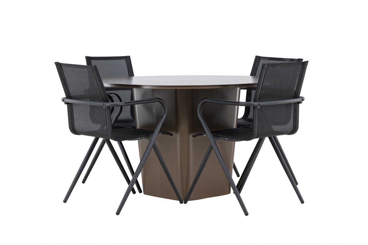 Havemøbelsæt Grace – 5-delt havemøbelsæt med brunt rundt bord