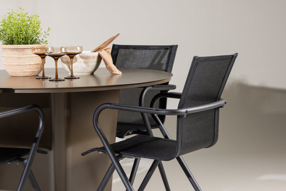 Havemøbelsæt Grace – 5-delt havemøbelsæt med brunt rundt bord