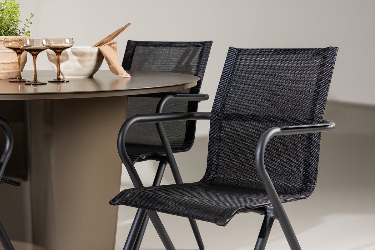 Havemøbelsæt Grace – 5-delt havemøbelsæt med brunt rundt bord