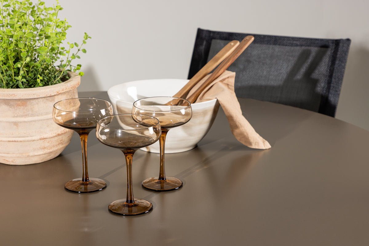 Havemøbelsæt Grace – 5-delt havemøbelsæt med brunt rundt bord