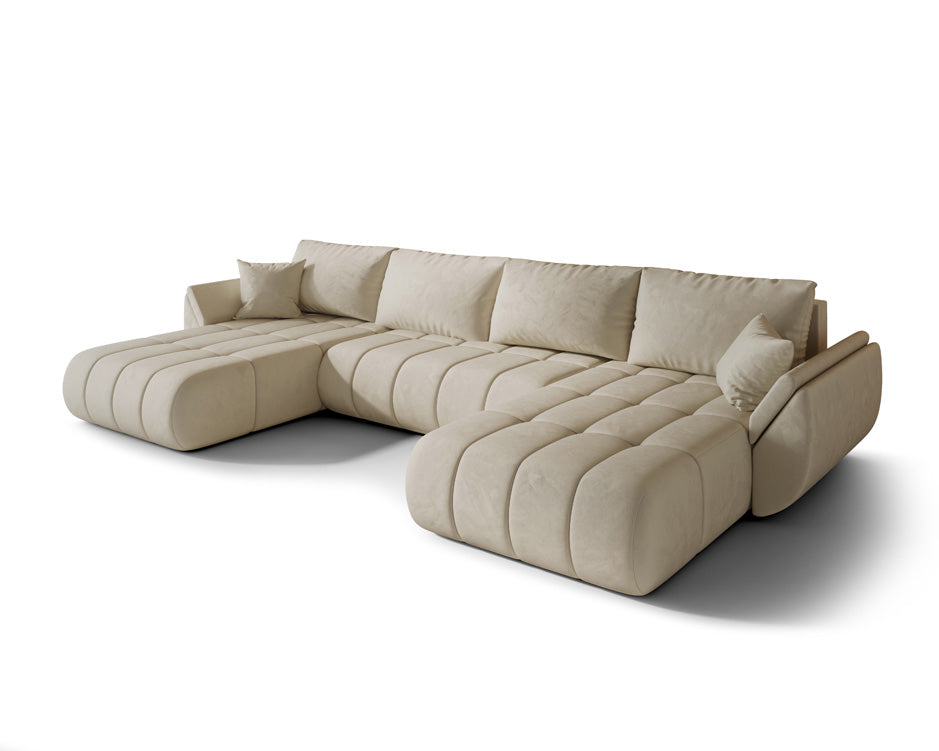Designer Sofa Lenoa U med sove- og klapfunktion i Velour