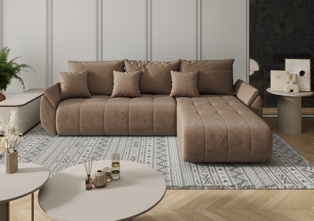 Designer Sofa Lenoa med sove- og klapfunktion i Velour