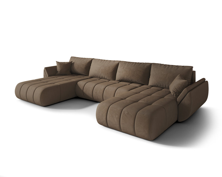 Designer Sofa Lenoa U med sove- og klapfunktion i Velour