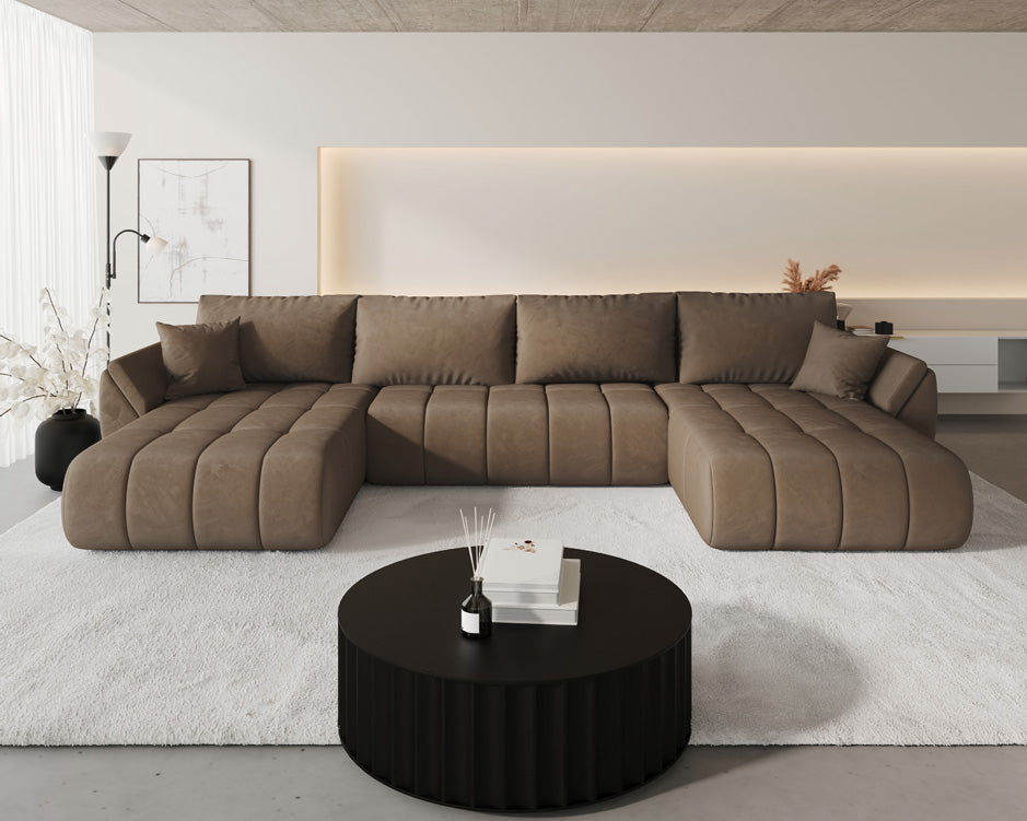 Designer Sofa Lenoa U med sove- og klapfunktion i Velour