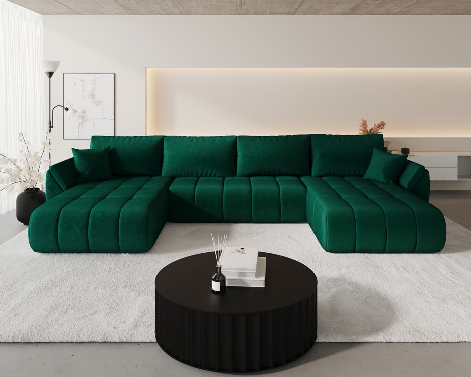 Designer Sofa Lenoa U med sove- og klapfunktion i Velour