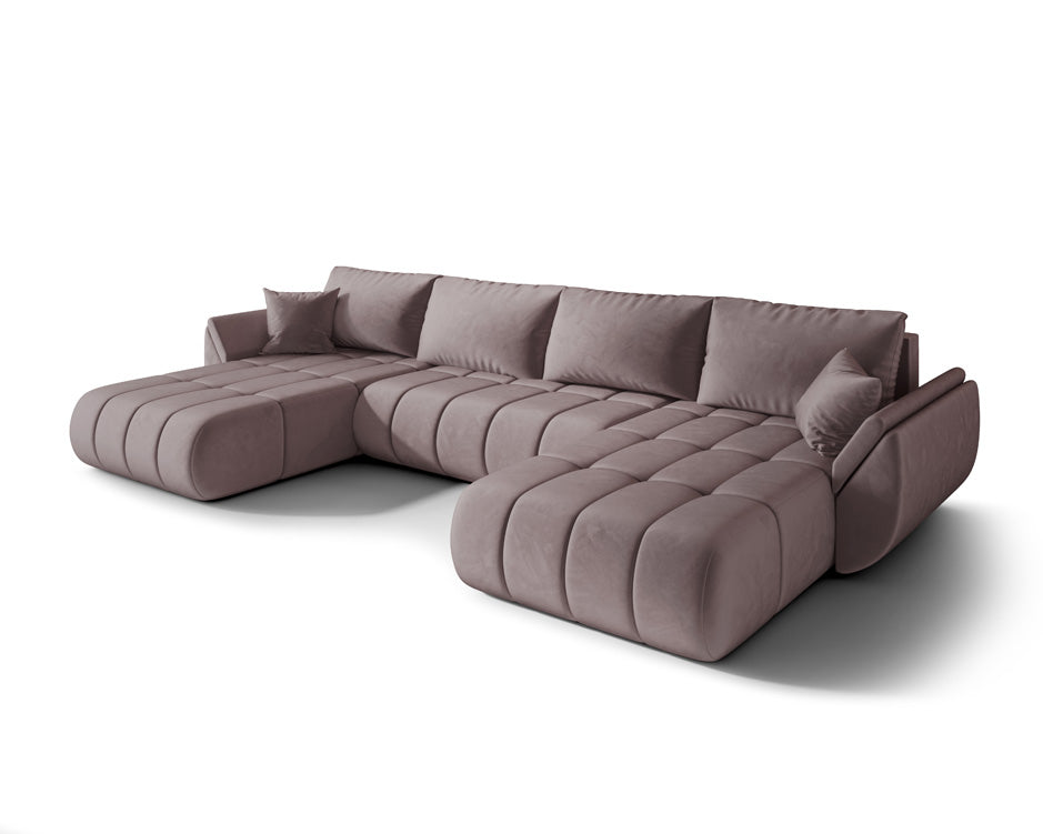 Designer Sofa Lenoa U med sove- og klapfunktion i Velour