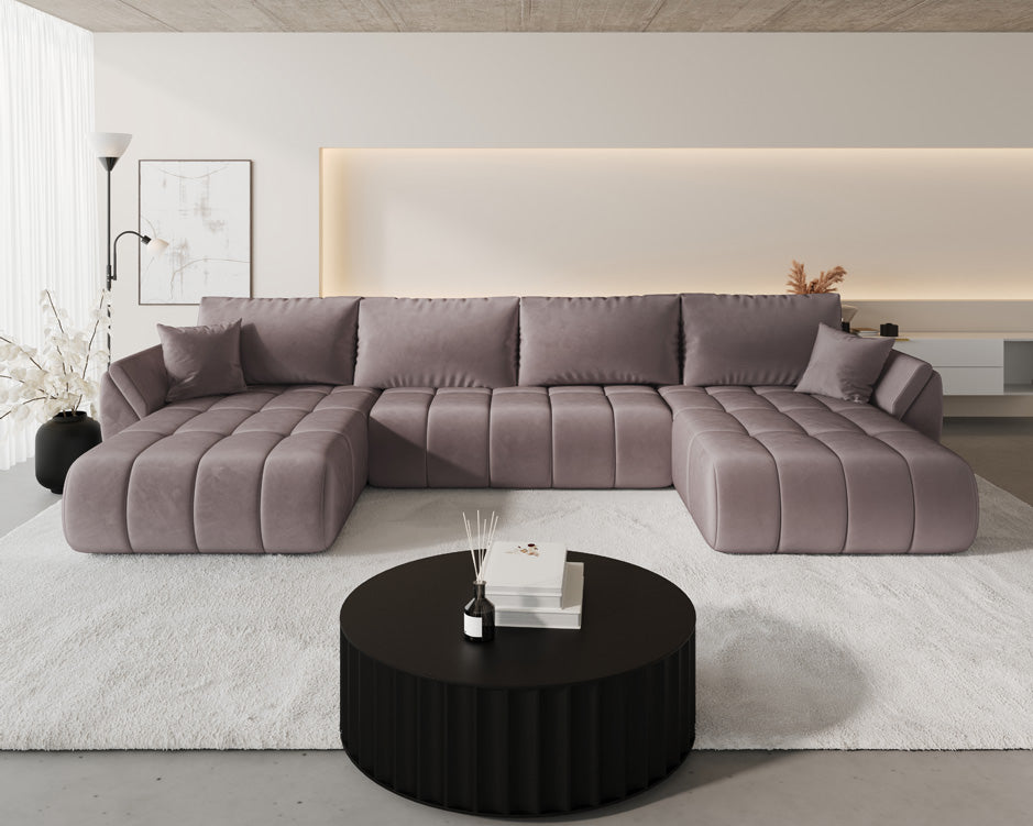 Designer Sofa Lenoa U med sove- og klapfunktion i Velour