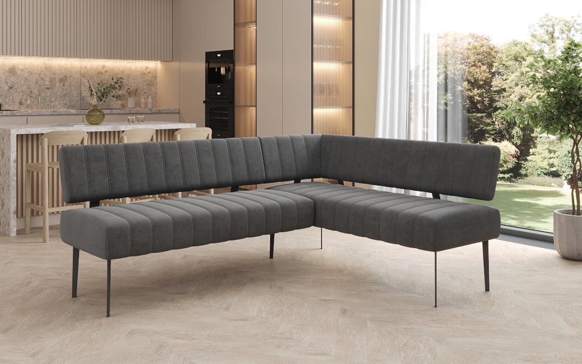 Gepolsterte Essbank Montero aus wasserabweisendem Samt mit Metallbeinen