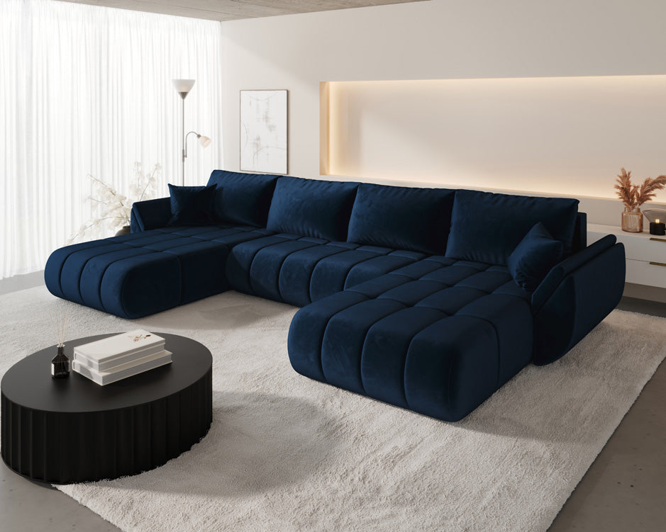 Designer Sofa Lenoa U med sove- og klapfunktion i Velour