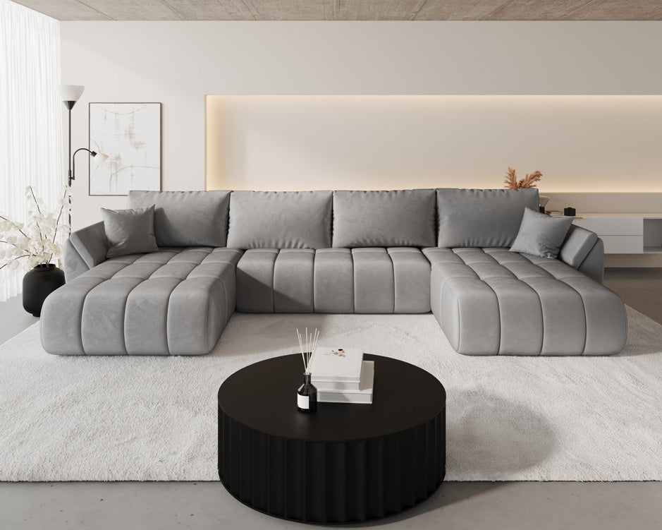 Designer Sofa Lenoa U med sove- og klapfunktion i Velour