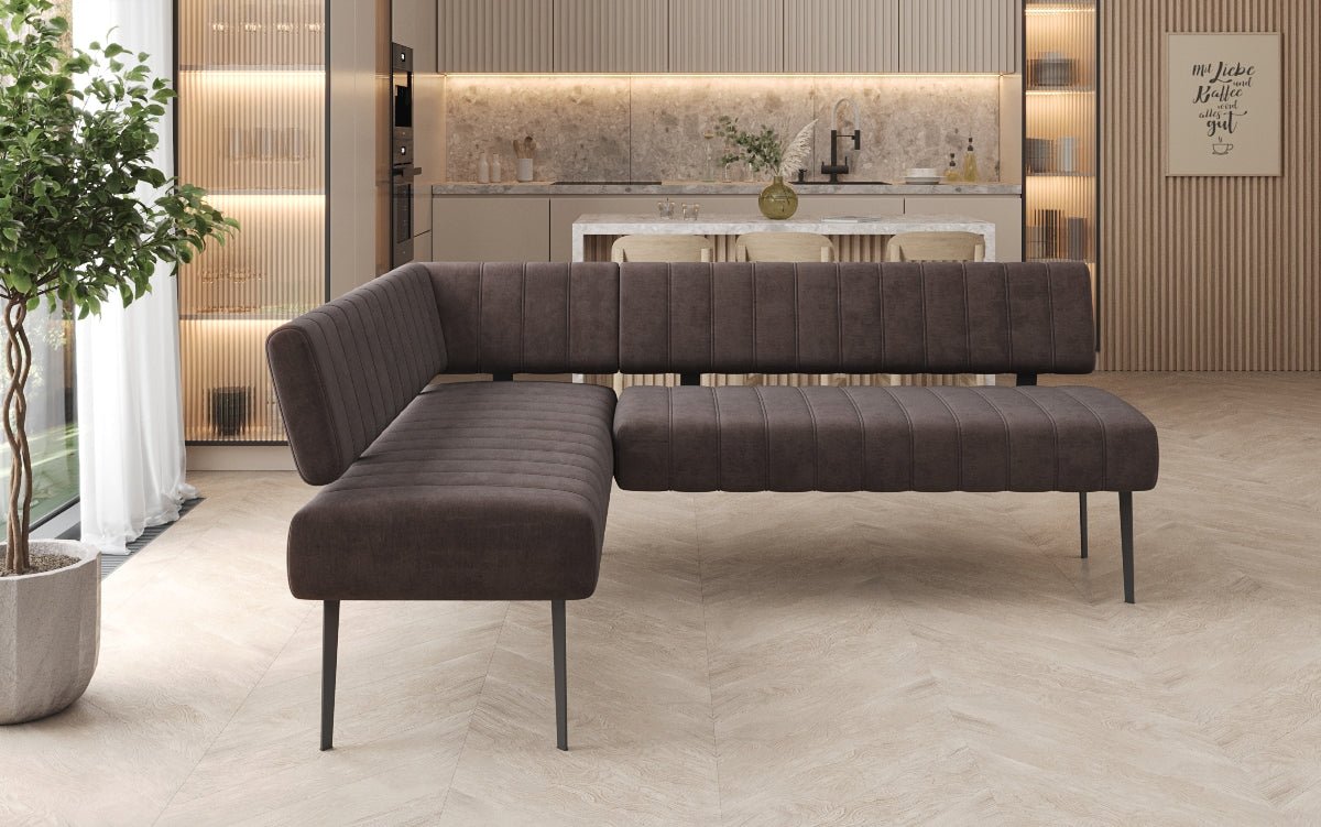 Gepolsterte Essbank Montero aus wasserabweisendem Samt mit Metallbeinen