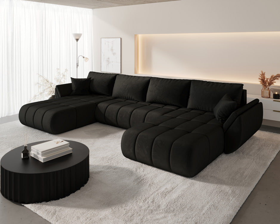 Designer Sofa Lenoa U med sove- og klapfunktion i Velour
