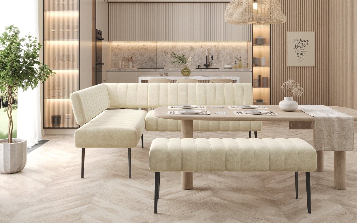 Essbank-sæt Montero i vandafvisende Velour med metalben