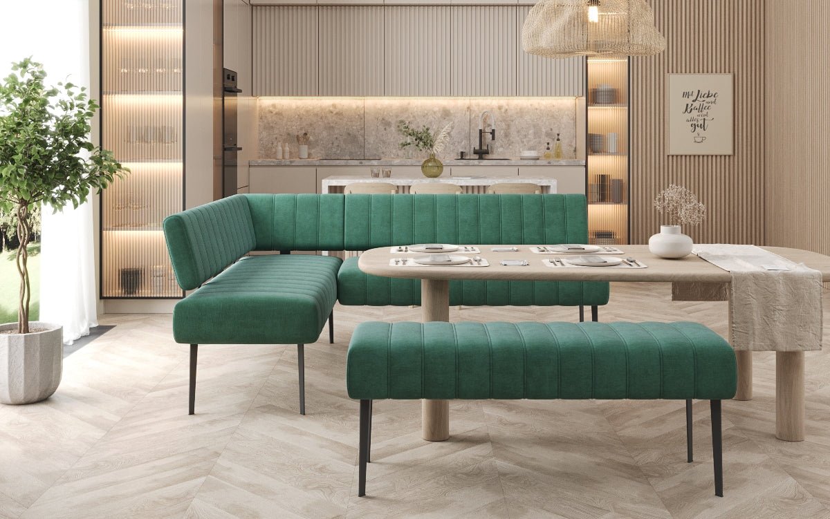 Essbank-sæt Montero i vandafvisende Velour med metalben