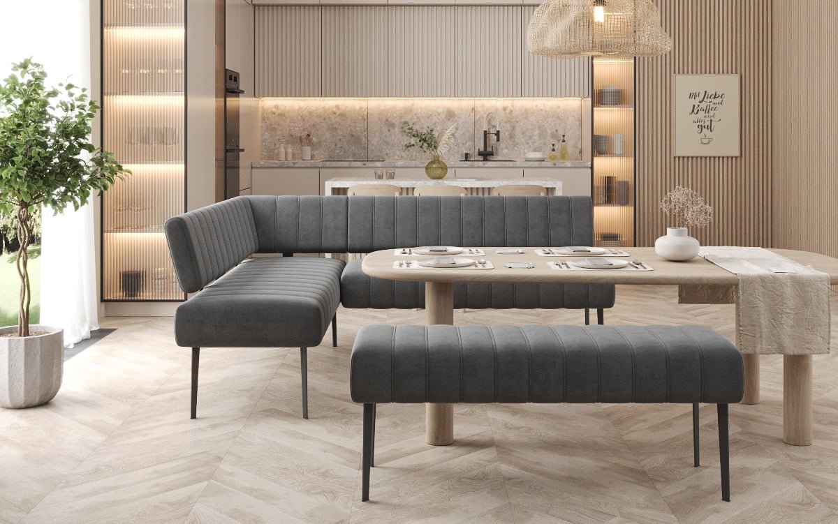 Essbank-sæt Montero i vandafvisende Velour med metalben