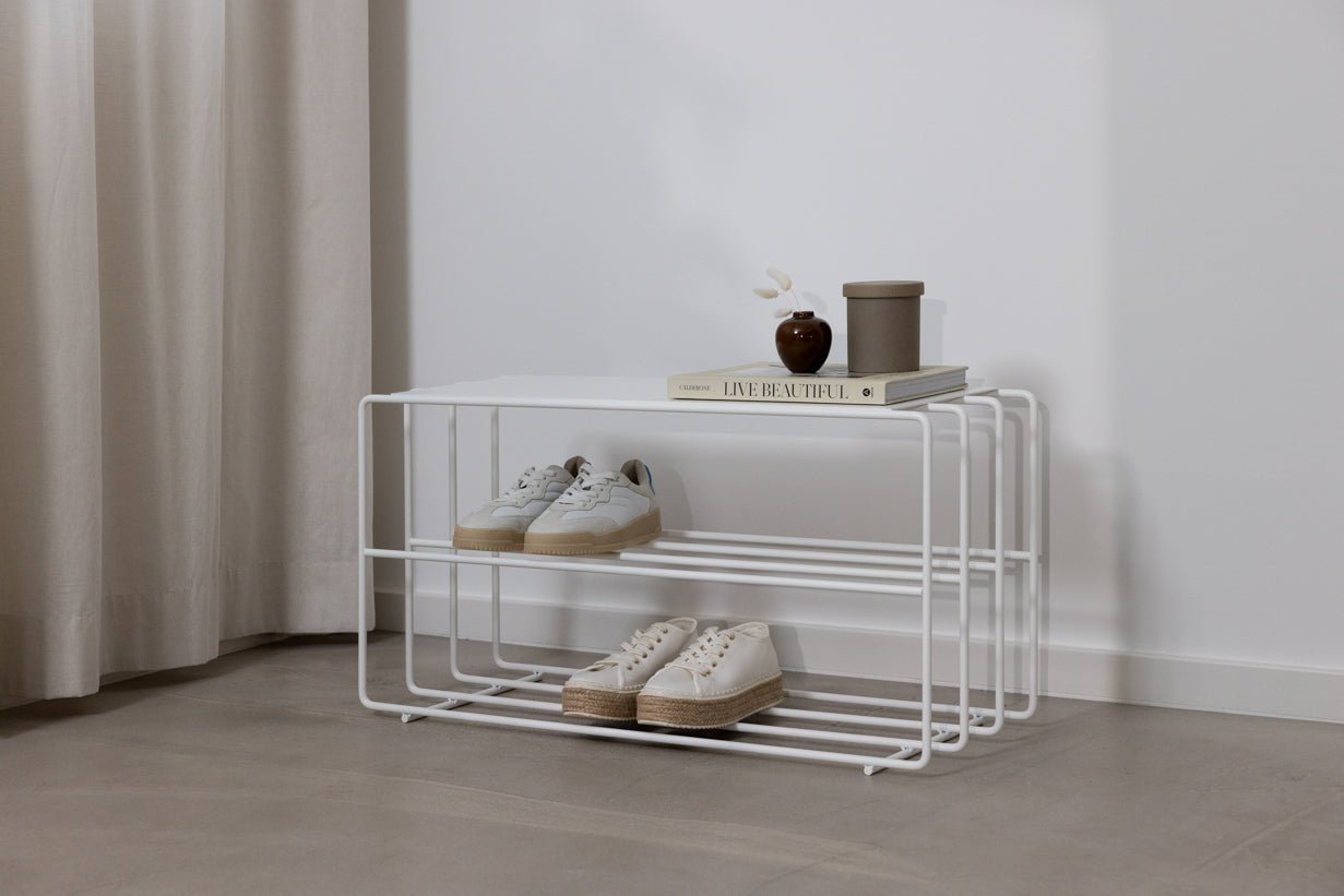 Sko reol Neva – metalreol med loft-stemning i mange farver