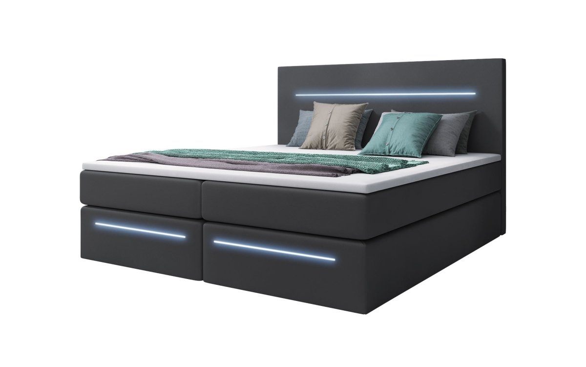 OUTLET - Boxspringbett Sejour mit LED u. Stauraum - Luxusbetten24