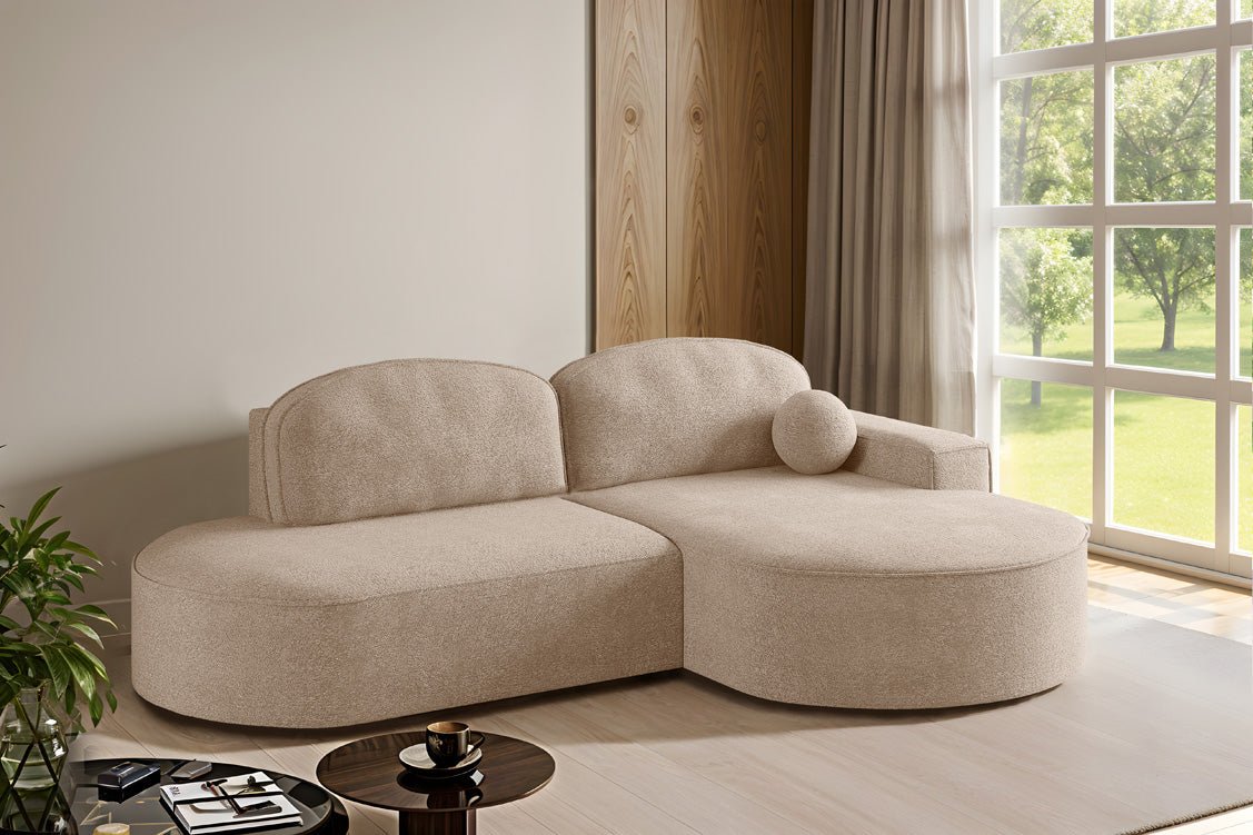 Designer Sofa Lenny Bouclé med sove- og klapfunktion