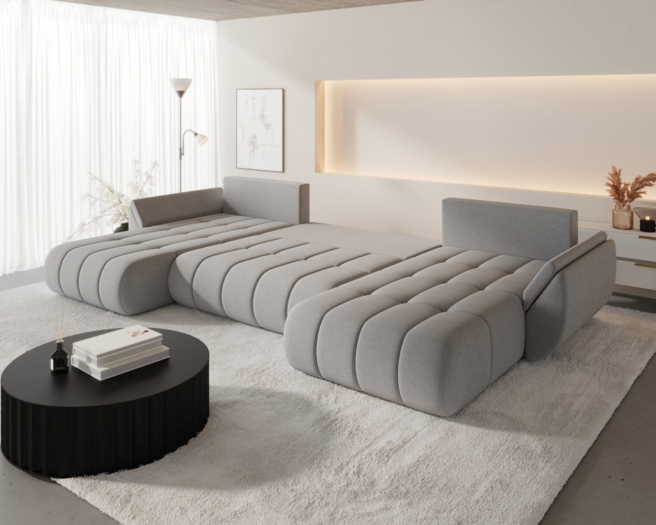 Designer Sofa Lenoa U med sove- og klapfunktion i Velour