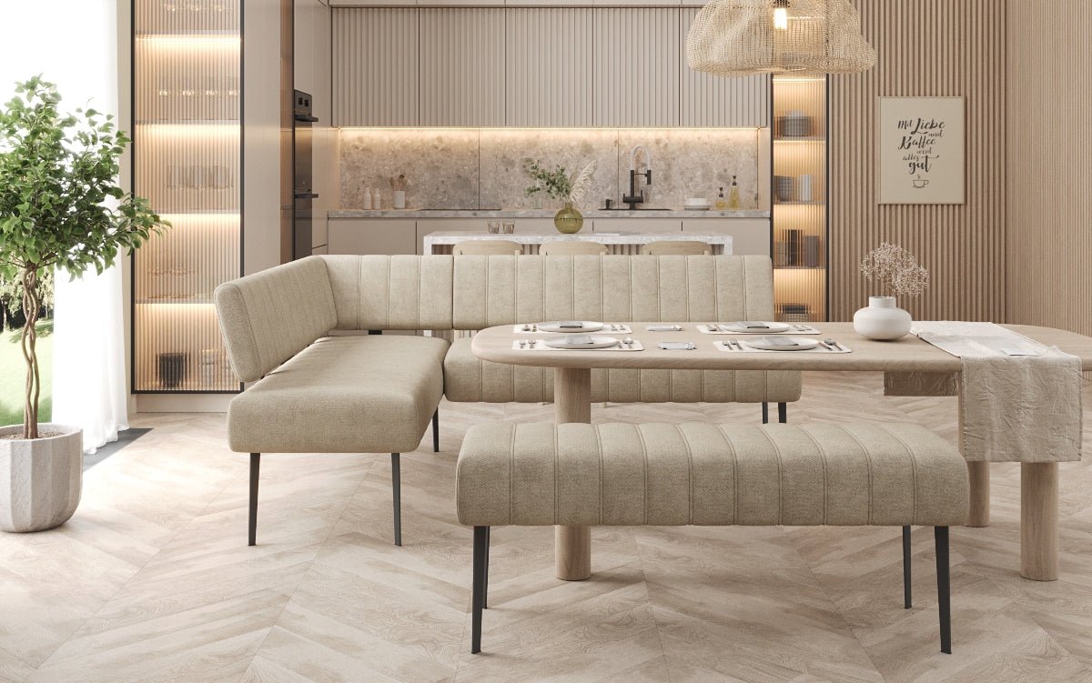 Polstret spisebænk Montero i robust stof med metalben