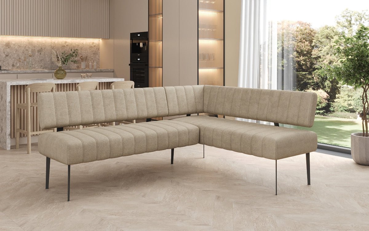 Polstret spisebænk Montero i robust stof med metalben