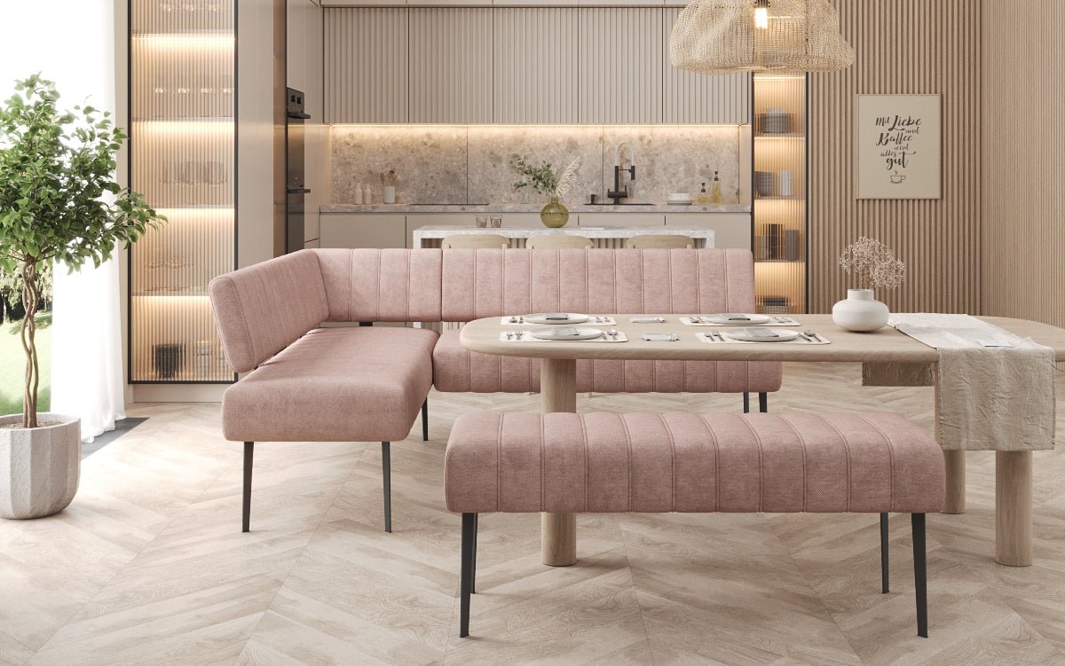 Polstret spisebænk Montero i robust stof med metalben