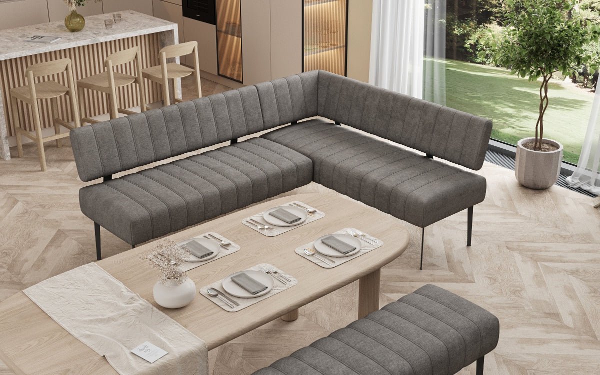 Polstret spisebænk Montero i robust stof med metalben