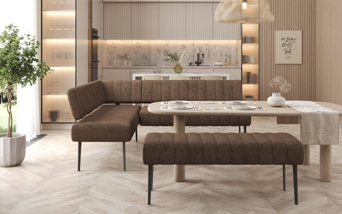 Polstret spisebænk Montero i robust stof med metalben