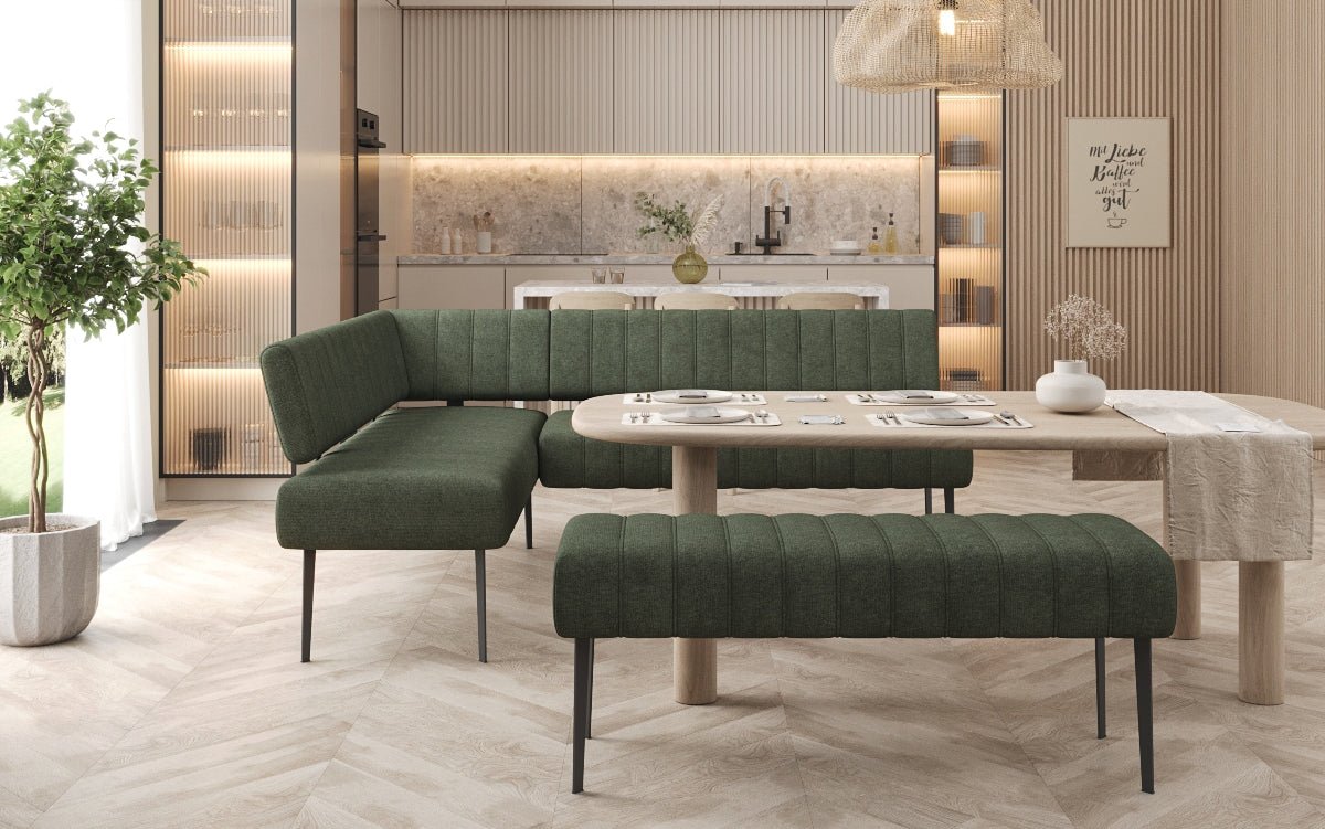 Polstret spisebænk Montero i robust stof med metalben