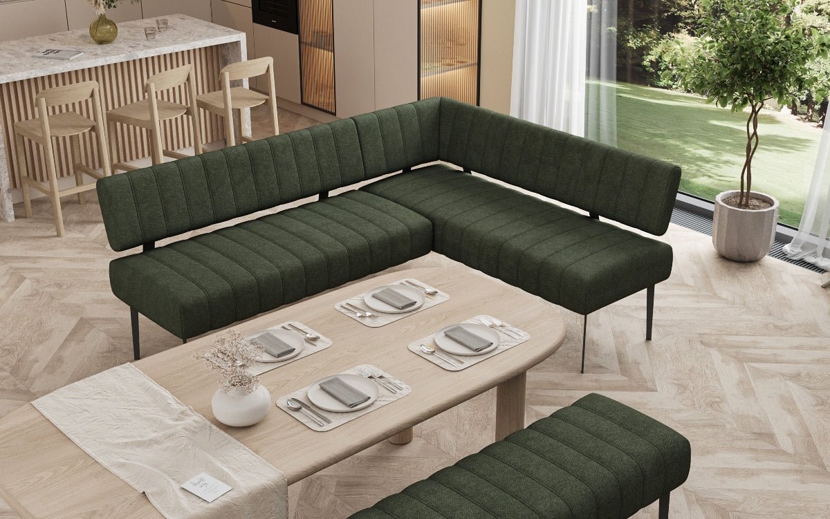 Polstret spisebænk Montero i robust stof med metalben